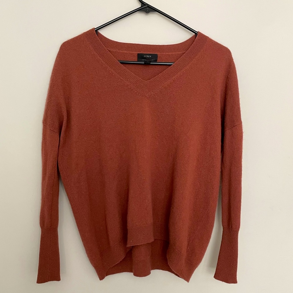 J. CREW XXS women’s Italian Cashmere Sweater in deep orange/brown